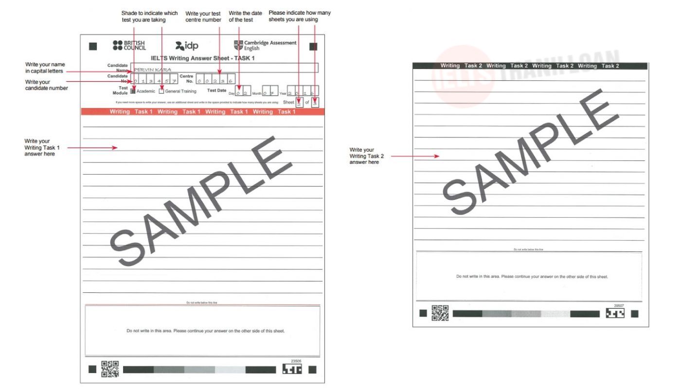 Thí sinh nên ghi đầy đủ thông tin vào phiếu IELTS Answer Sheet