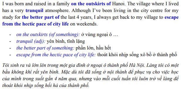 C u H i C u Tr L i M u IELTS Speaking Topic Hometown