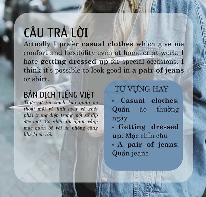 Câu hỏi & câu trả lời IELTS Speaking topic Fashion and Clothes