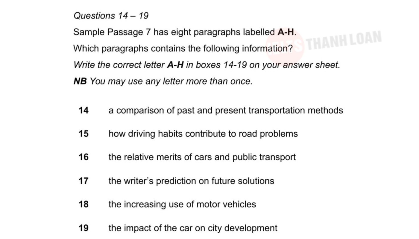 Matching Information With Paragraphs