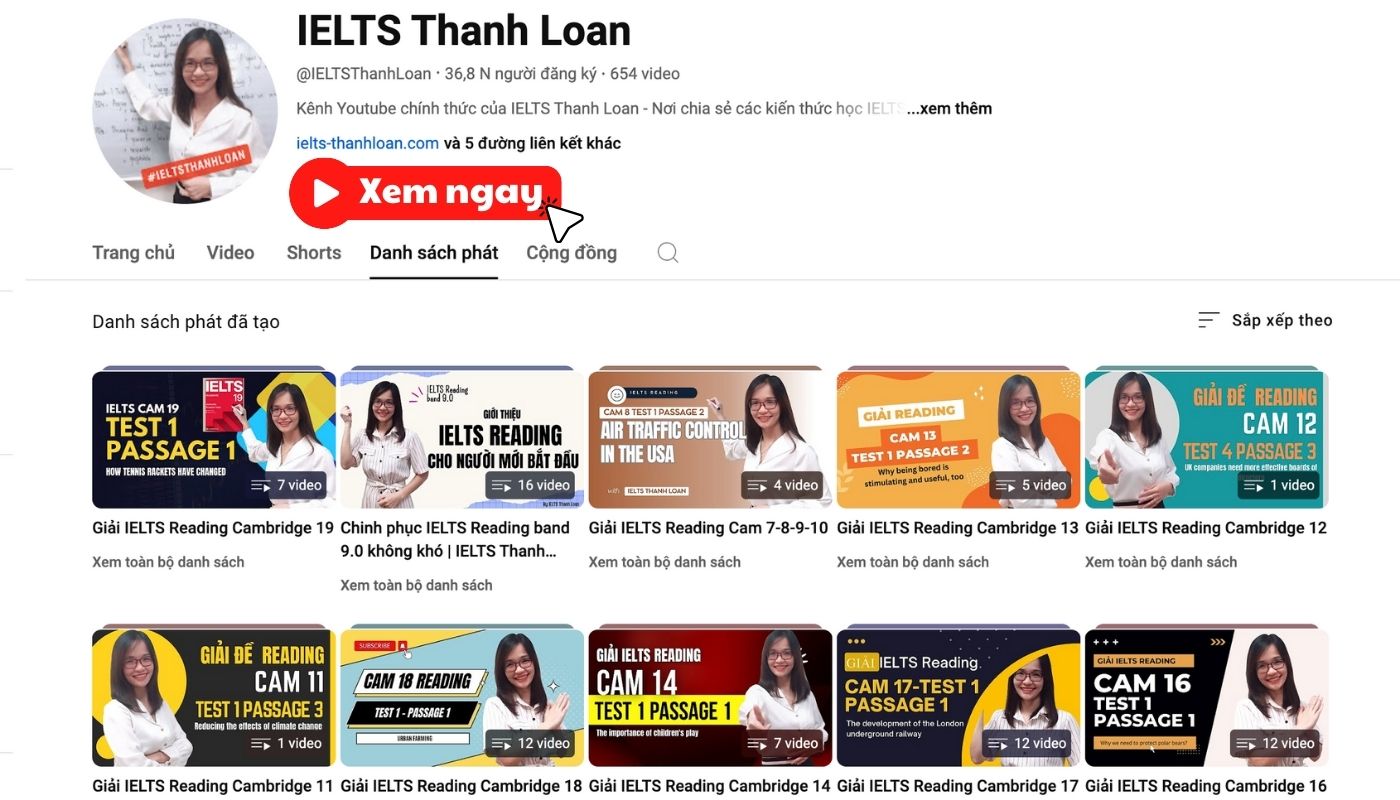 Kênh youtube IELTS Thanh Loan