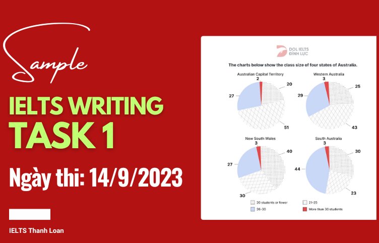 Giải đề IELTS Writing Task 1 ngày 14/9/2023 – Pie charts class size