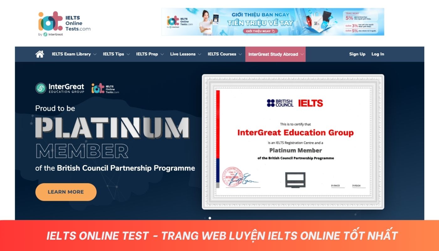 Website luyện IELTS online IELTS Online Test