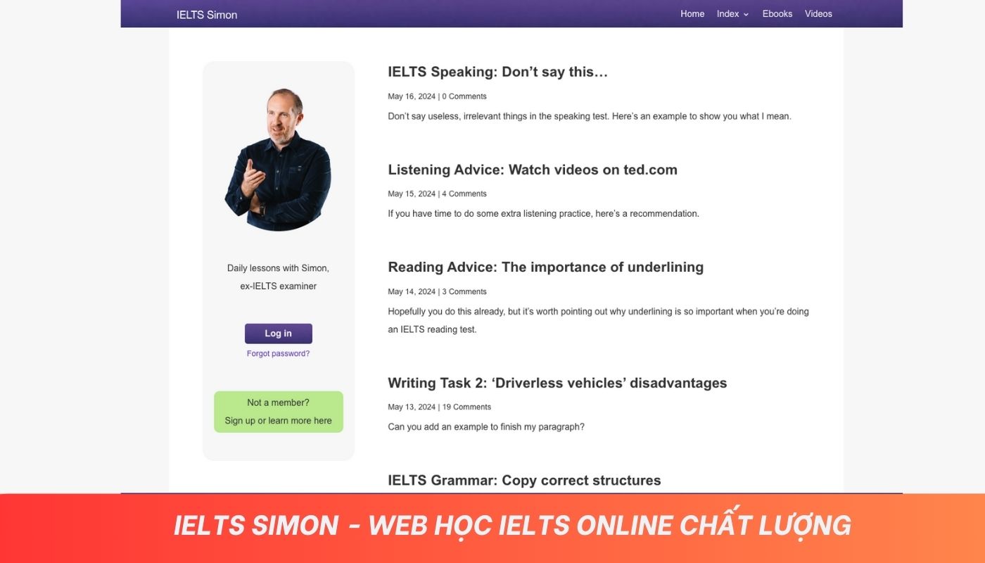 IELTS Simon web học Online uy tín