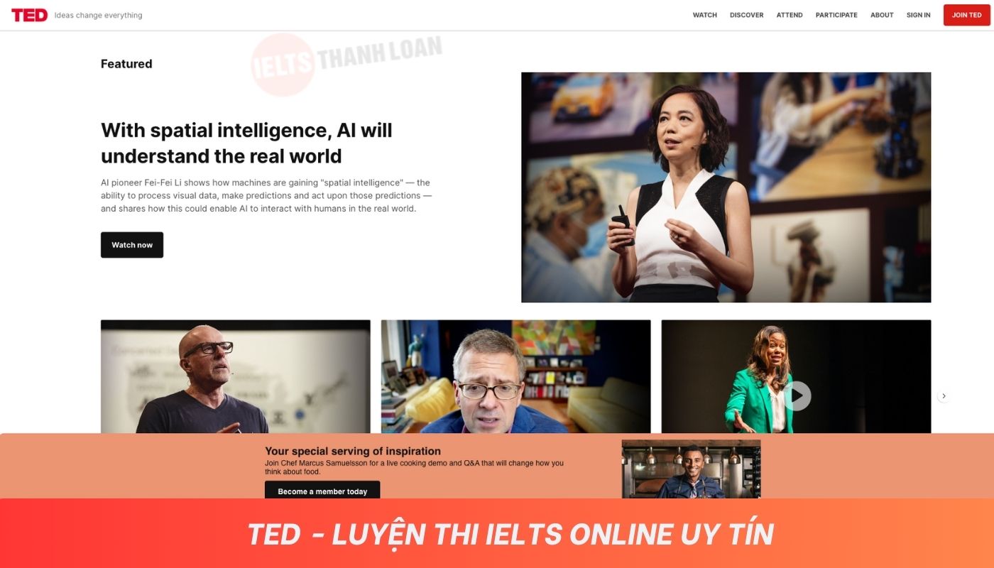 TED Trang web luyện thi IELTS Online