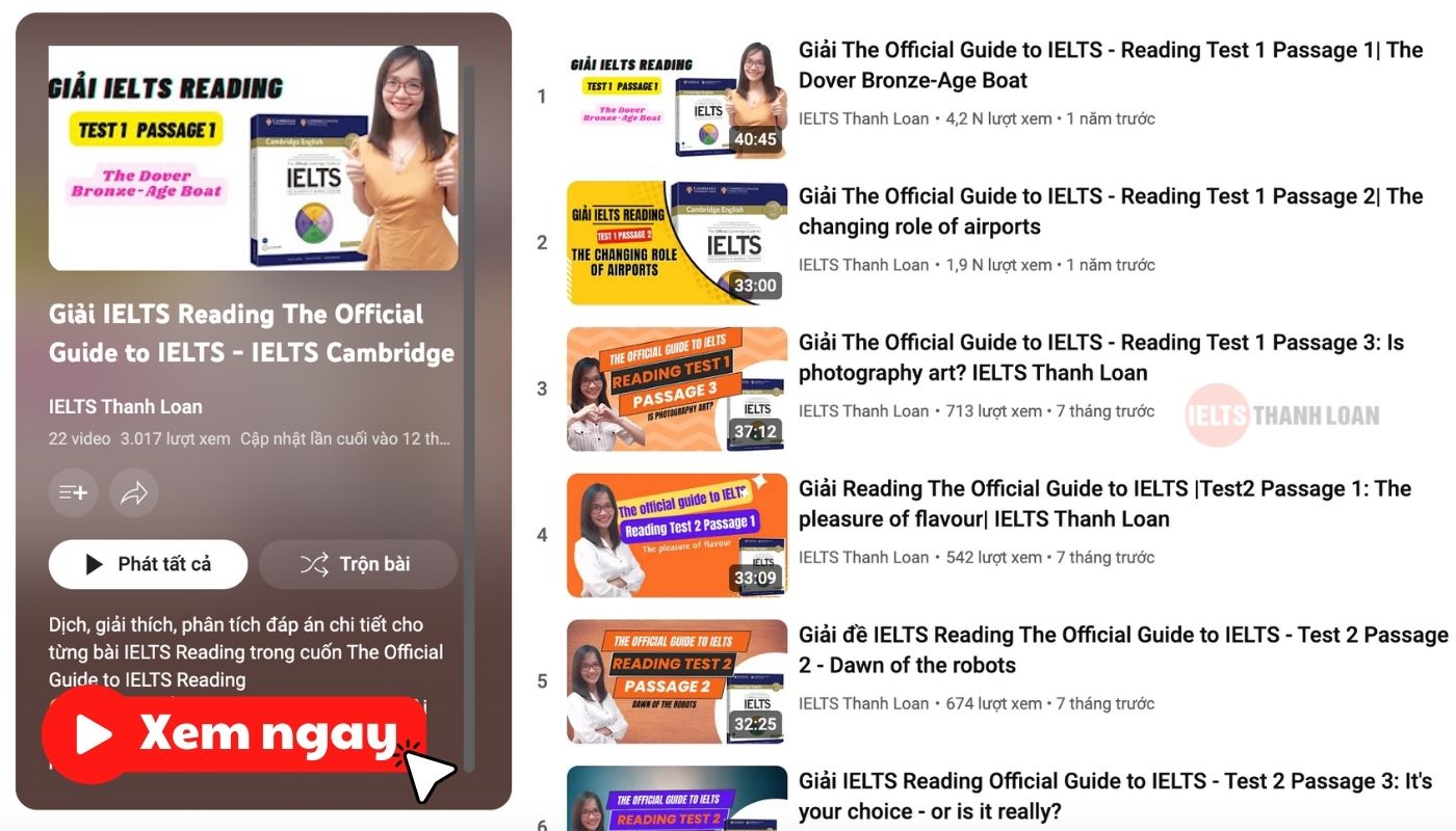 Video giải The Official Guide to IELTS - IELTS Cambridge từ IELTS Thanh Loan