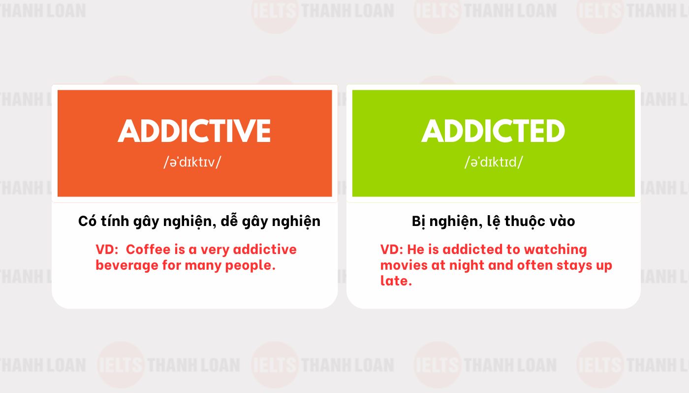 Cặp từ Addictive -  Addicted