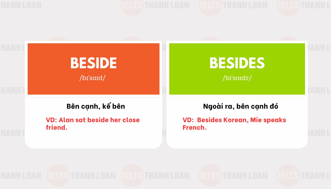 Cặp từ Beside - Besides