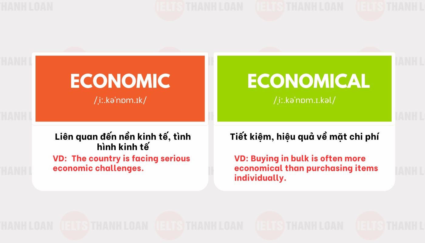 Cặp từ Economic - Economical