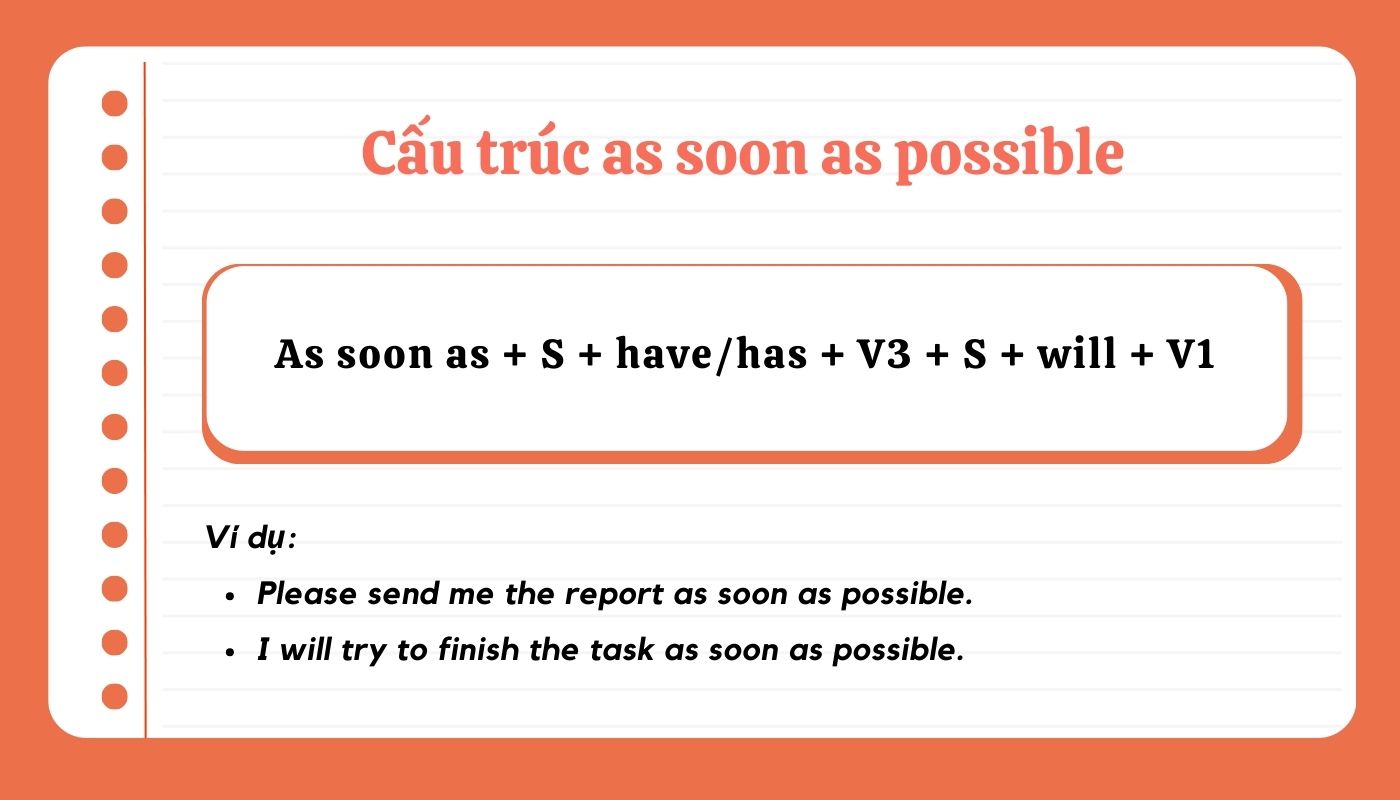 Cấu trúc As soon as possible