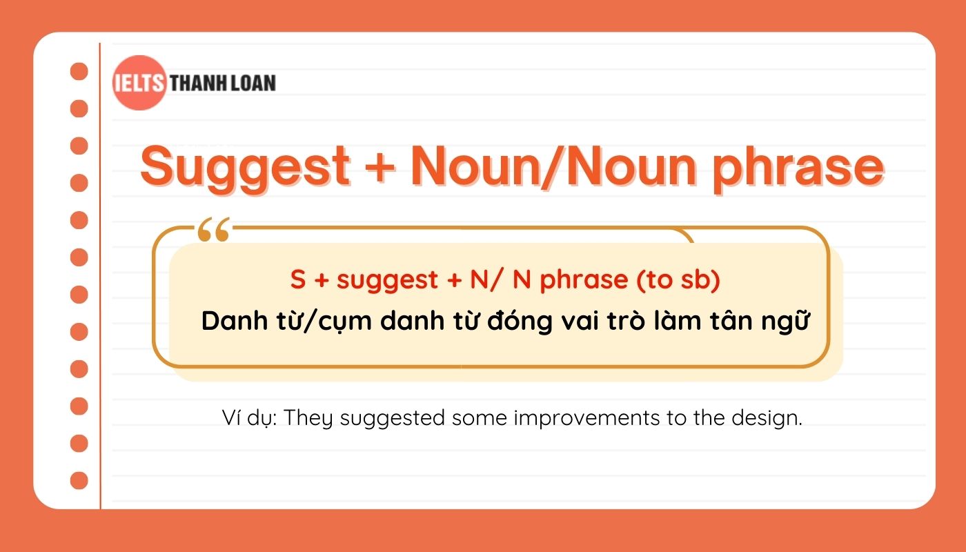 Cấu trúc suggest cộng N/ N phrase