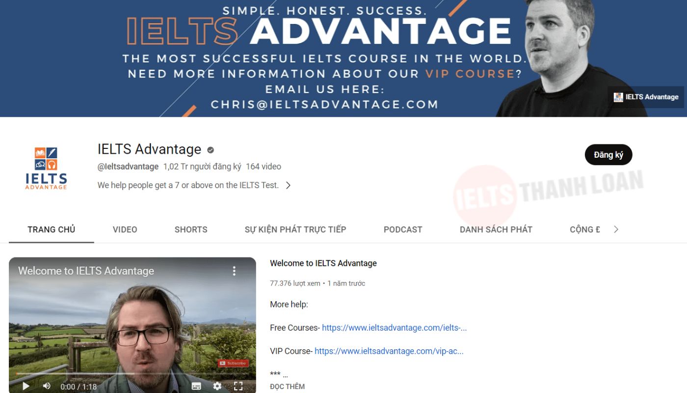 IELTS Advantage - Kênh YouTube dạy IELTS