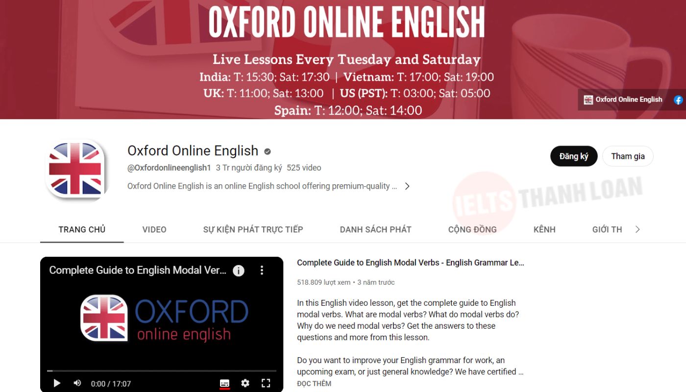 Oxford Online English - kênh youtube học ielts