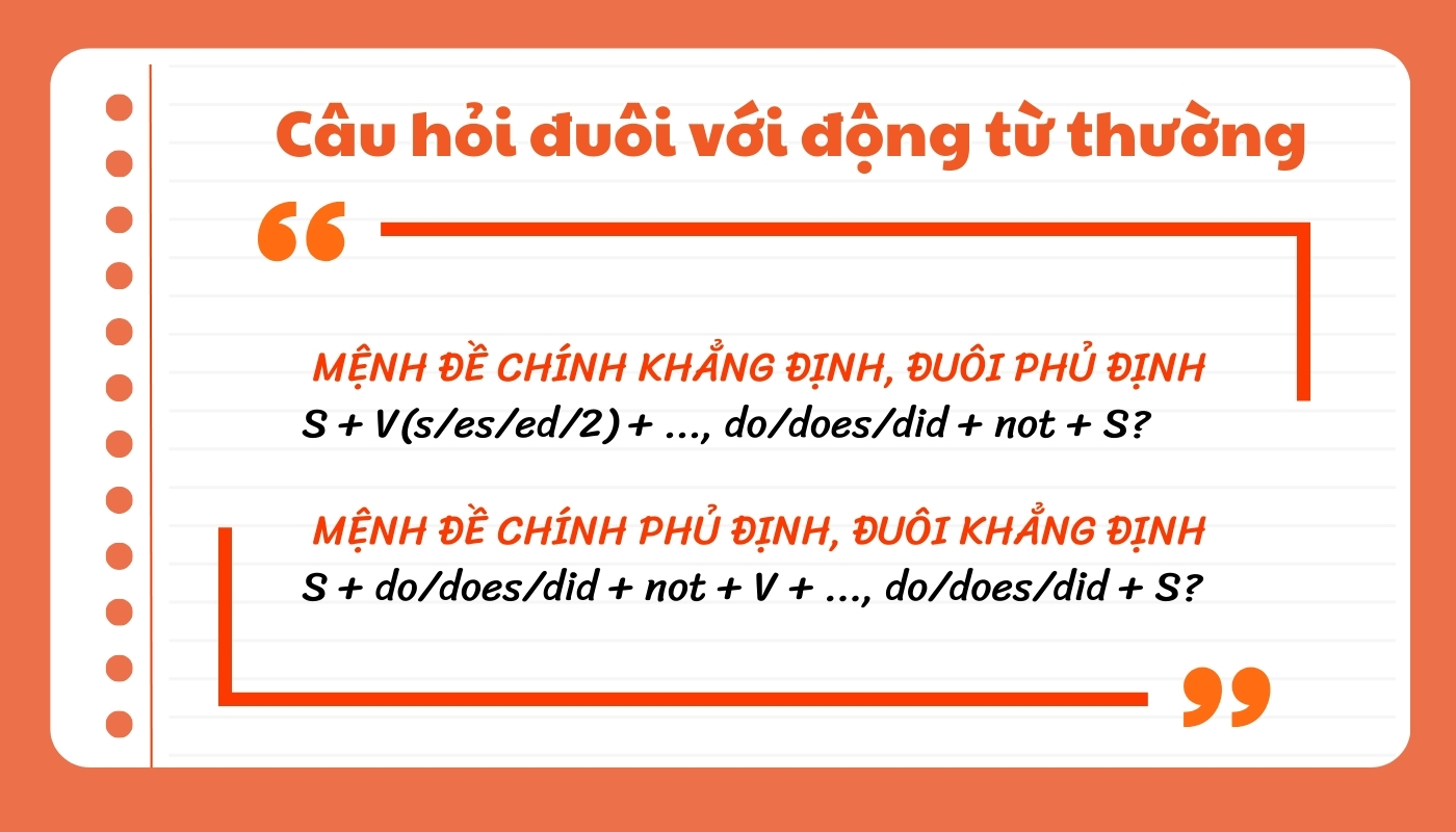 Cấu trúc câu hỏi đuôi với động từ thường 