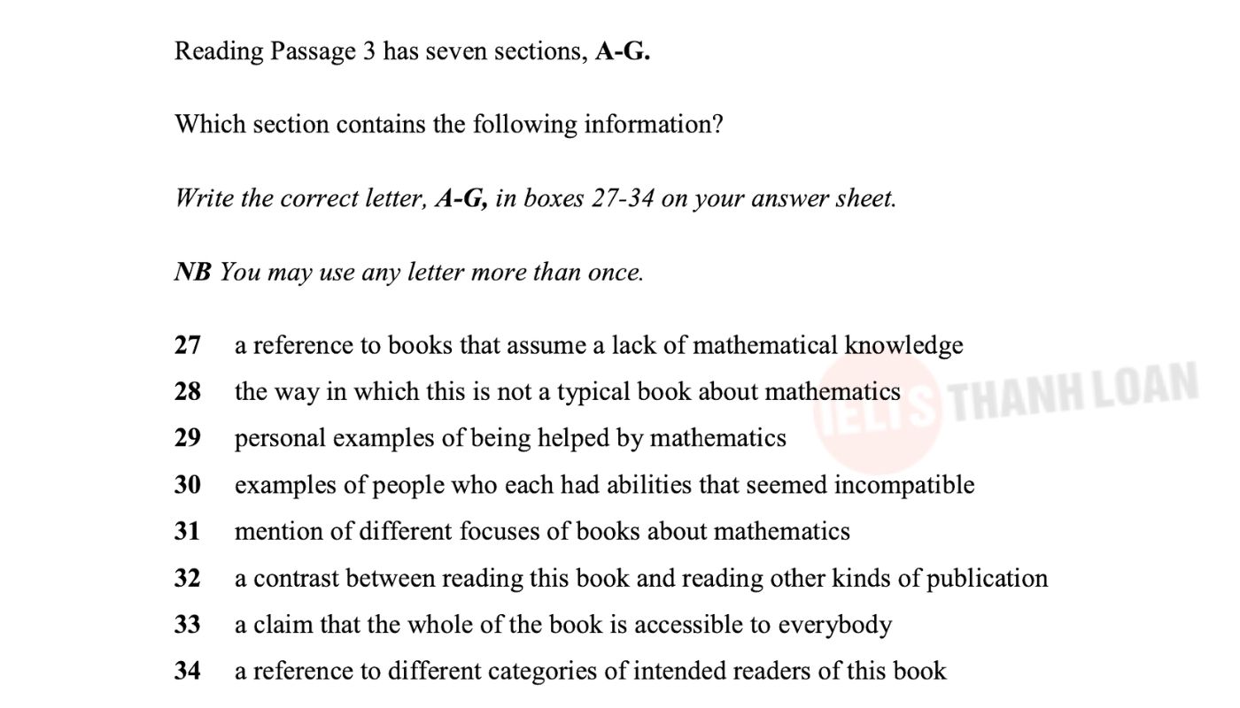 Đề thi mẫu Matching Information