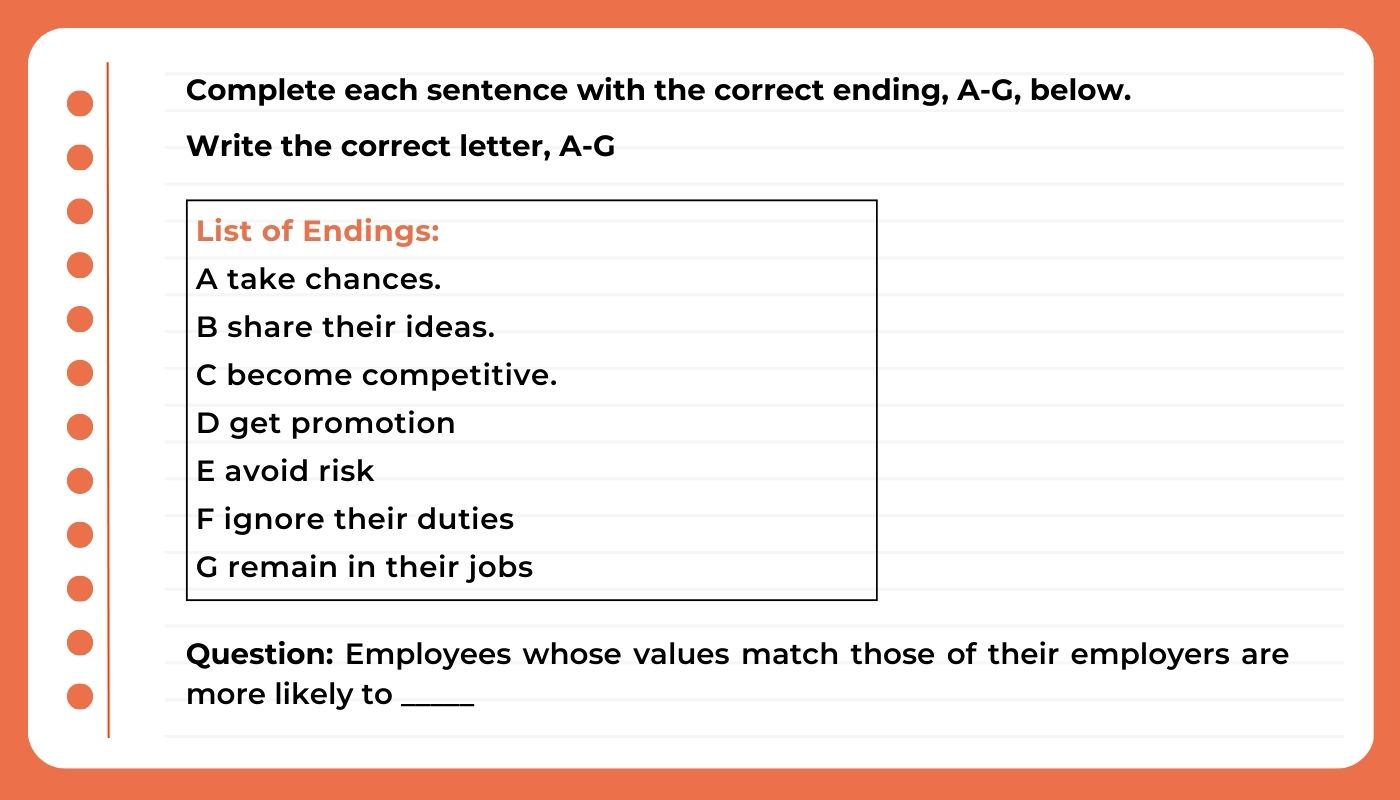 Câu hỏi Matching Sentence Endings