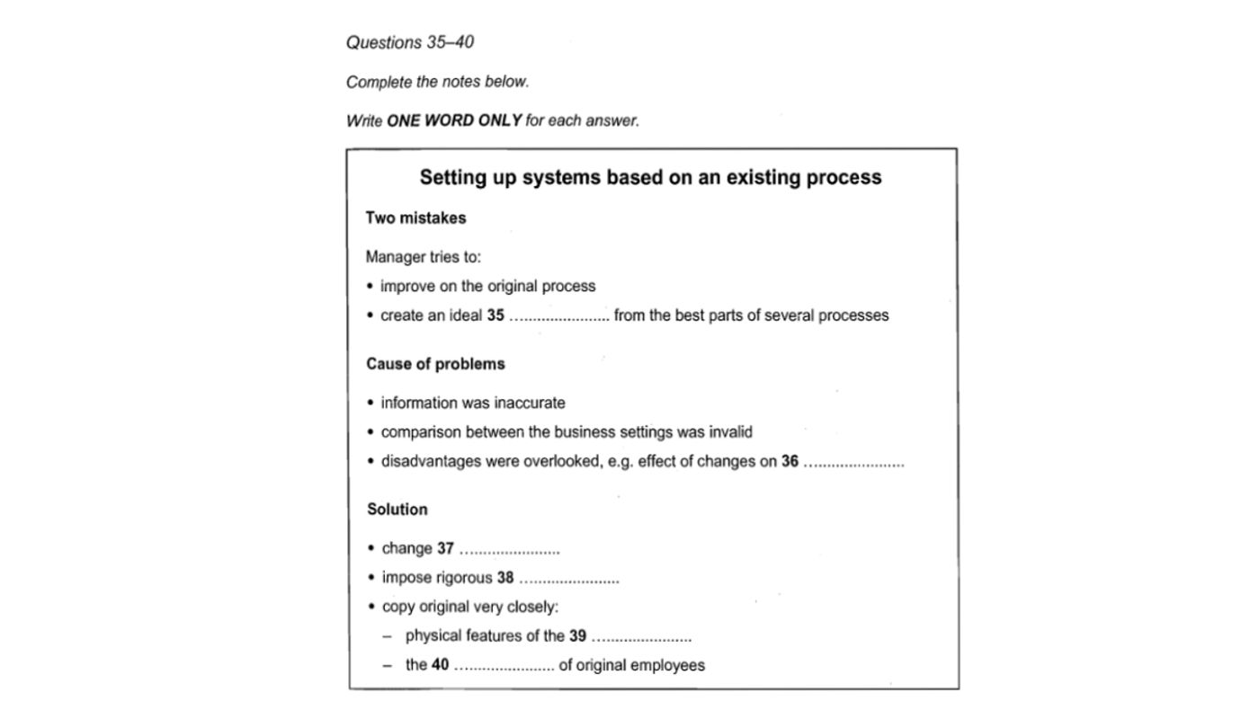 Dạng bài Note Completion trong IELTS Listening