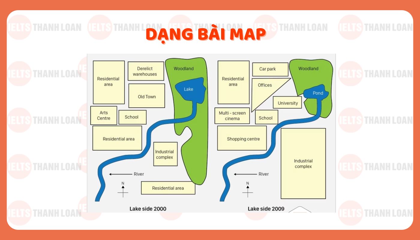 Map (Bản đồ) trong IELTS Writing Task 1