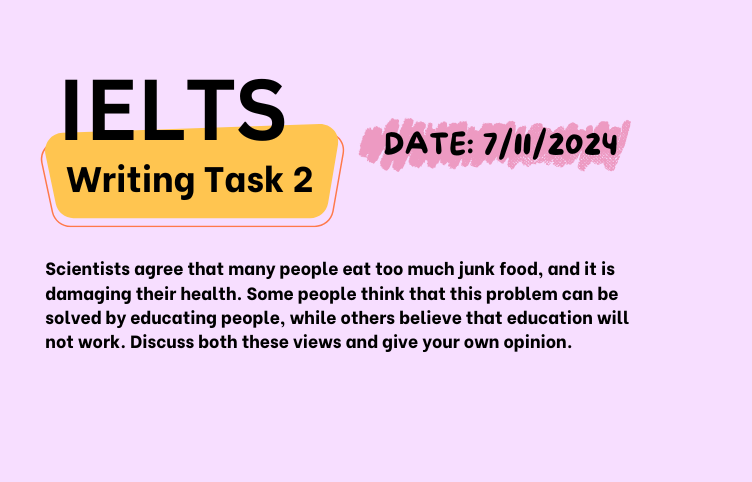 Giải IELTS Writing Task 2 ngày 7/11/2024 – Fast food consumption