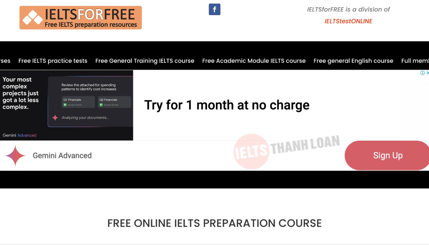 Trang web IELTS for Free