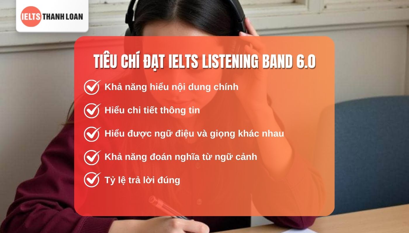 Tiêu chí IELTS Listening band 6.0