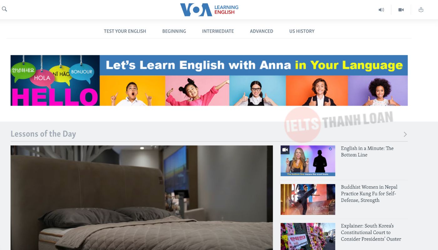 Website luyện nghe ielts online VOA Learning English