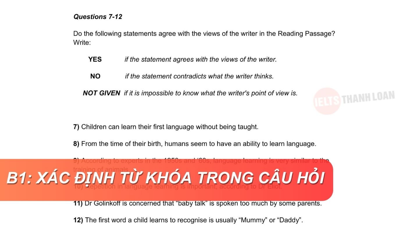 Xác định các từ khóa chính trong câu hỏi