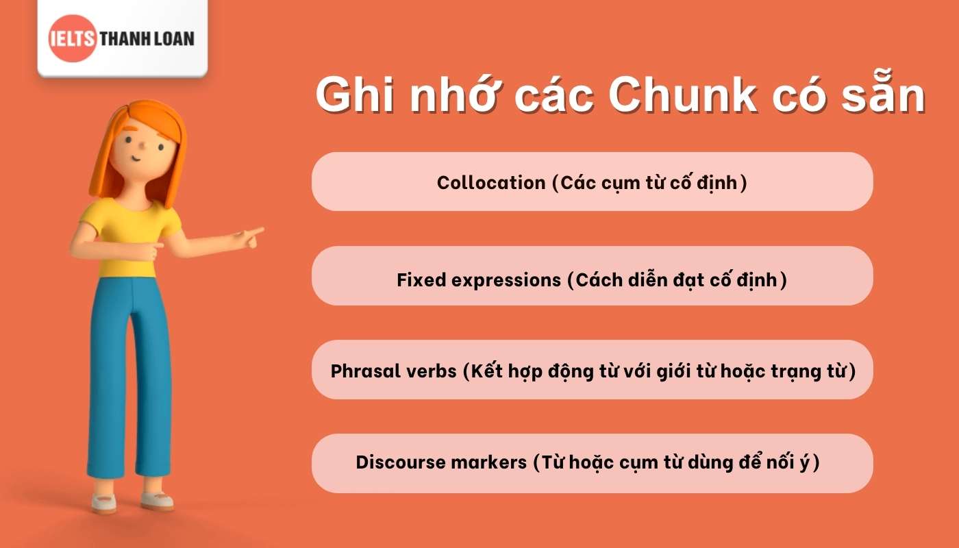 Ghi nhớ, học thuộc các chunk có sẵn và đọc liền mạch những cụm từ này