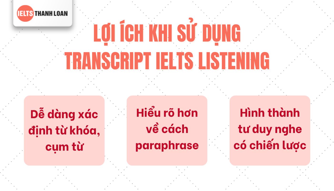 Lợi ích Transcript IELTS Listening