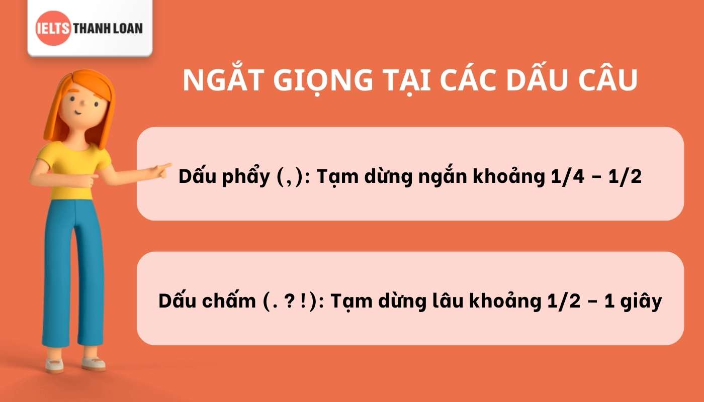 Ngắt giọng tại các dấu câu để luyện tập Pausing