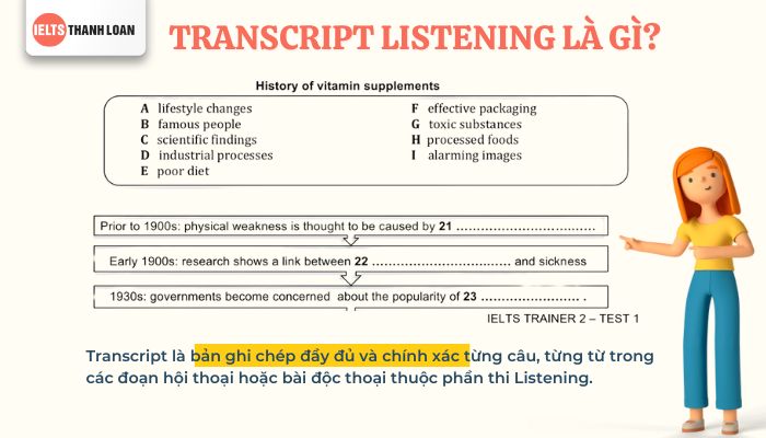Transcript là gì trong Listening?